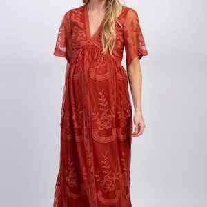 Pinkblush Rust Mesh Overlay Dress